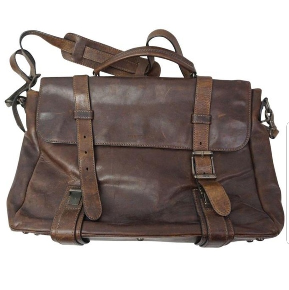 Men's FRYE 'Logan' Brown Leather Flap Briefcase - Picture 1 of 7